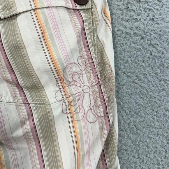 Vintage Y2K American Eagle Capri pants womens 8 pink striped embroidered ruched - Picture 6 of 8